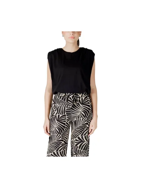 Szeroki top Jacqueline De Yong bez rękawów z nadrukiem czarny