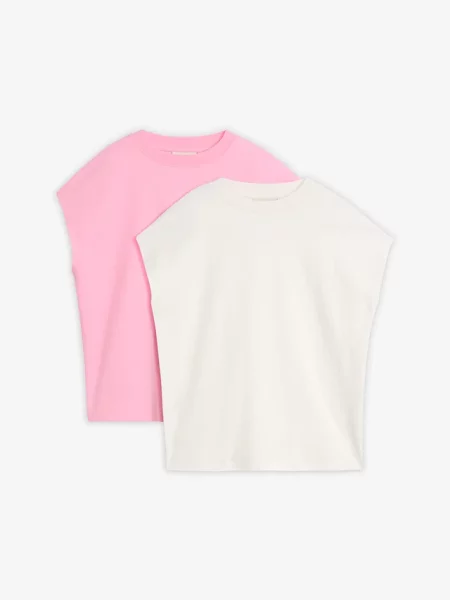 T-shirt z czystej bawełny organicznej 2 szt. różowa