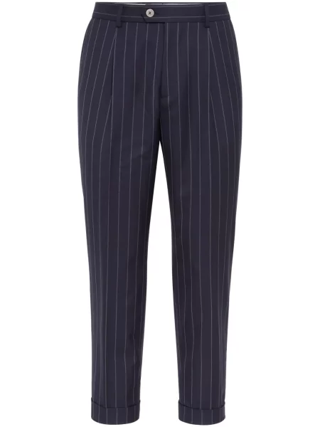 Pantaloni Brunello Cucinelli de lână albastru