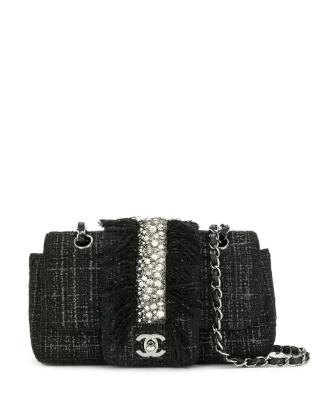 Kabelka Chanel Pre-owned s třásněmi černá