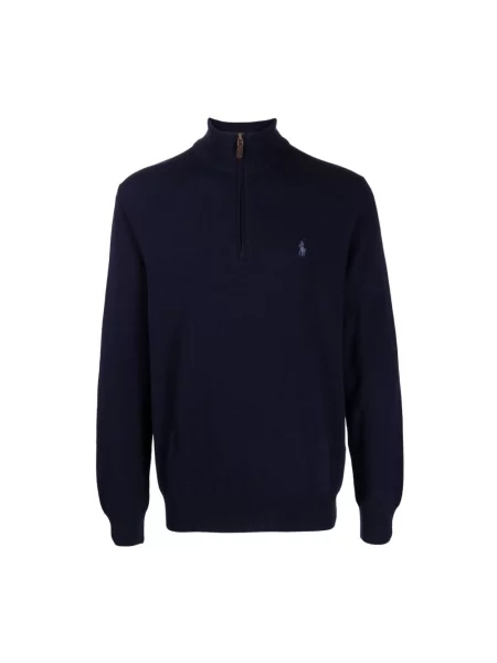 Krótki sweter Ralph Lauren wełniany niebieski
