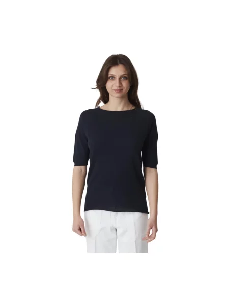 Koszulka Alpha Studio z okrągłym dekoltem niebieska