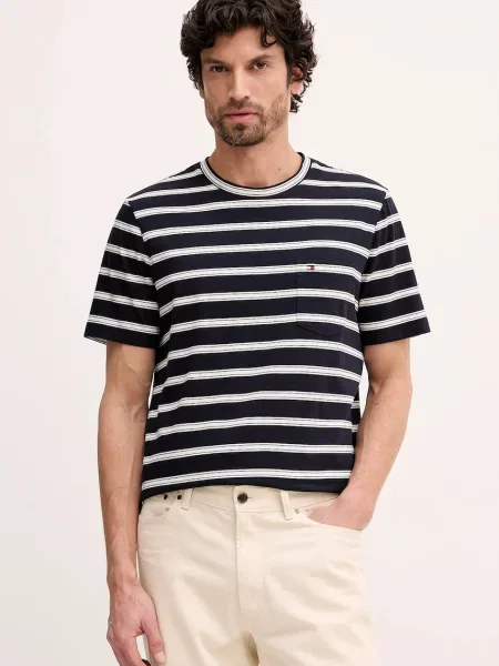 Majica Tommy Hilfiger tamno s uzorkom plava