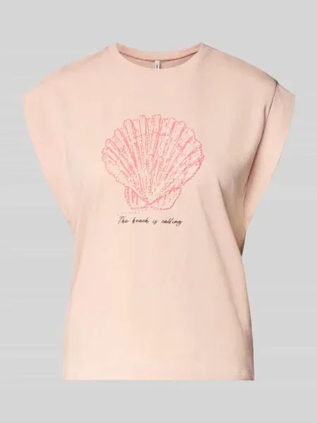 T-shirt o kroju regular fit z czystej bawełny model SHELINA' Only różowa
