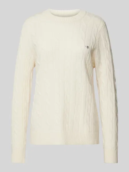 Gant sweter z dzianiny z wełny jagnięcej Kobiety Wełna S beżowy