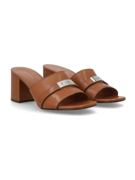 Klapki Tory Burch skórzane brązowe