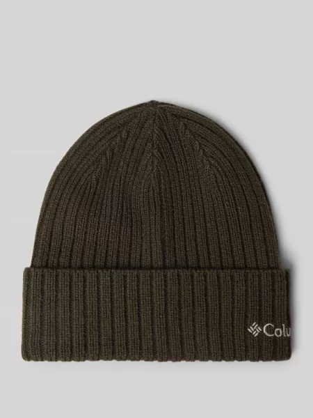 Czapka beanie z wyhaftowanym logo oliwkowa