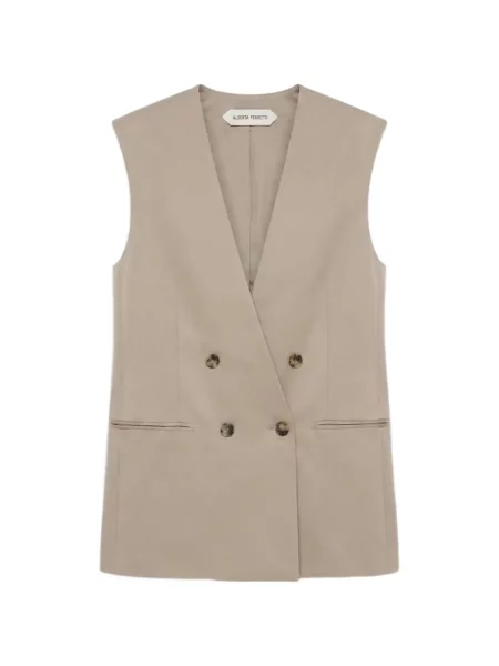 Geacă Alberta Ferretti fără mâneci cu două rânduri de nasturi maro