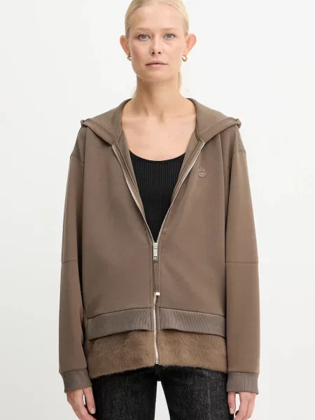 BOSS bluza z kapturem gładka brązowy