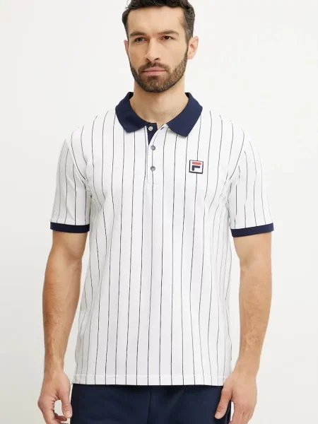 Тениска с яка Fila Linter с десен бяло