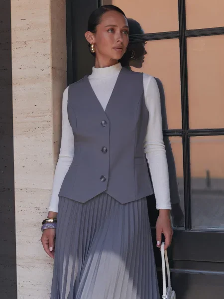 Жилет класичний Seventeen бавовна/віскоза сірий