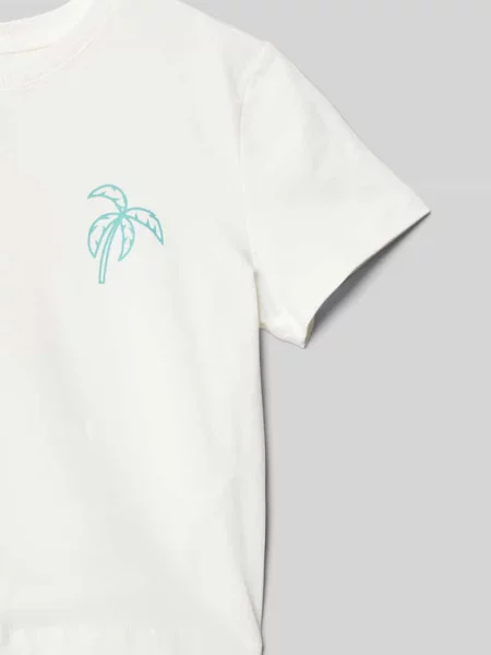 T-shirt krótki z nadrukiem z motywem Blue Effect biała