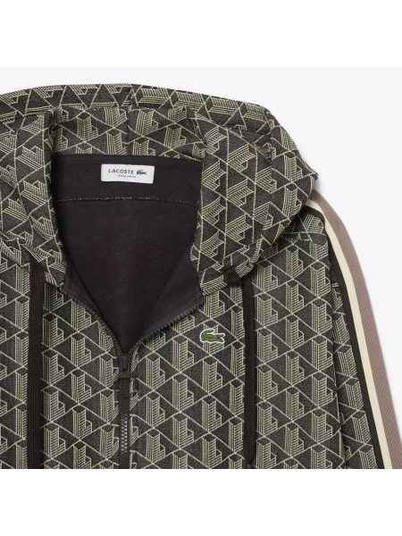 Lacoste Bluza Z Zamkiem Z Monogramem Regular Fit brązowa