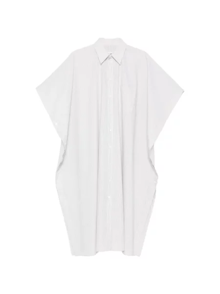 Ριγέ κοστούμι φόρεμα σε στυλ πουκάμισου Mm6 Maison Margiela με μήκος μέχρι το γόνατο λευκό