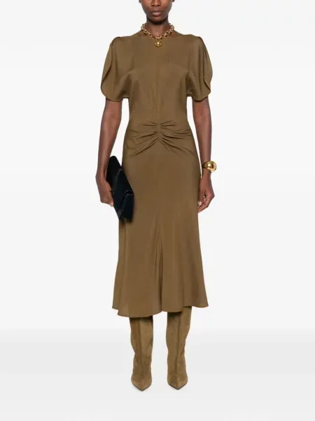 Rochie midi Victoria Beckham cu volane verde