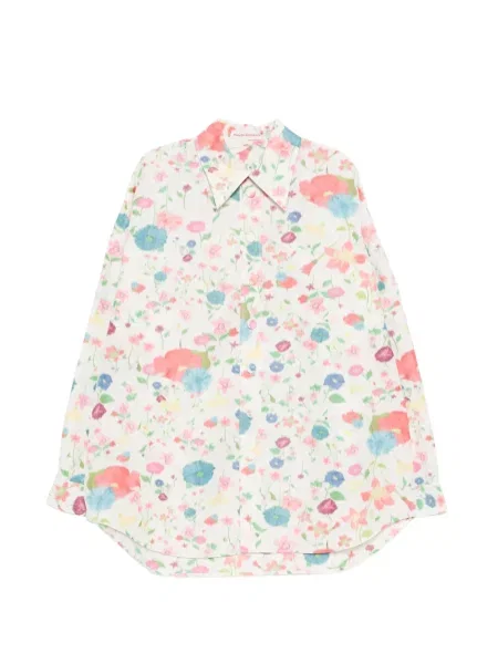 Lung cămașă Walter Van Beirendonck cu model floral cu imagine alb