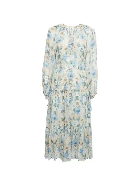 Rochie midi Zimmermann cu model floral cu imagine albastru