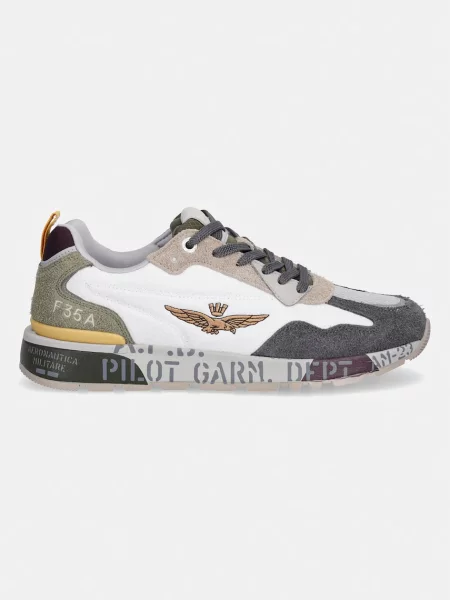 Pánske topánky Aeronautica Militare off white/green/brown/grey sivá