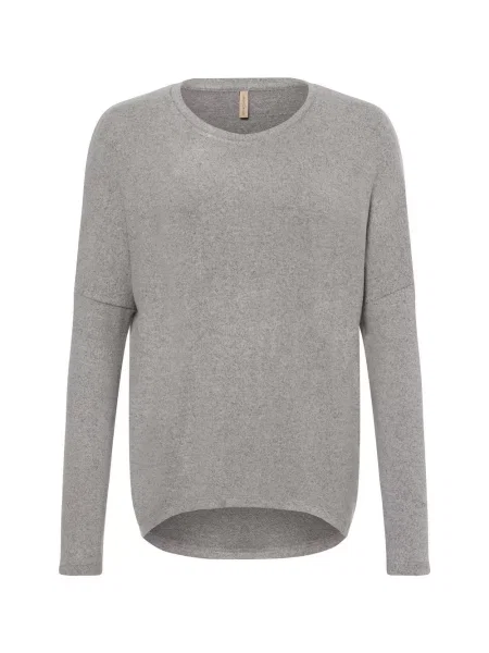 Bluza z prążkowanym okrągłym dekoltem model ‘Biara’ Soyaconcept szara