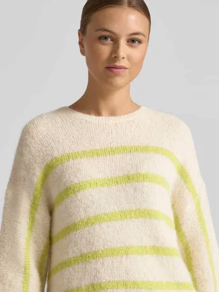 Sweter z dzianiny z rękawem o dł. Rich & Royal biały