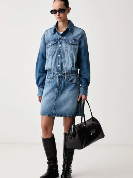 Calvin Klein Jeans Rochie tip bluză denim albastru