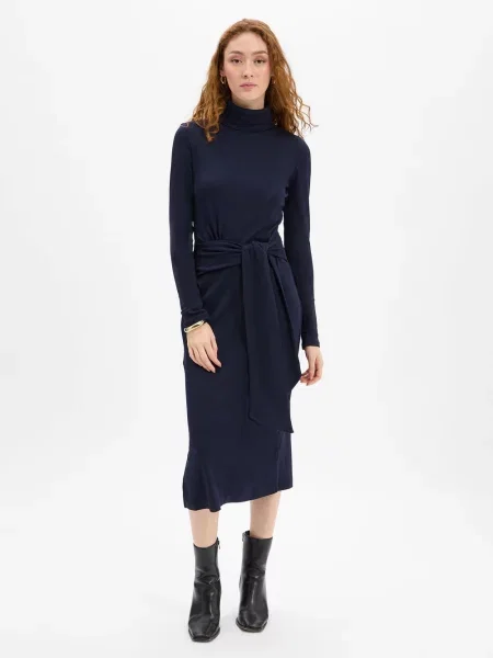 Lauren Ralph Lauren sukienka z dzianiny Kobiety Prążki jednolity S niebieski