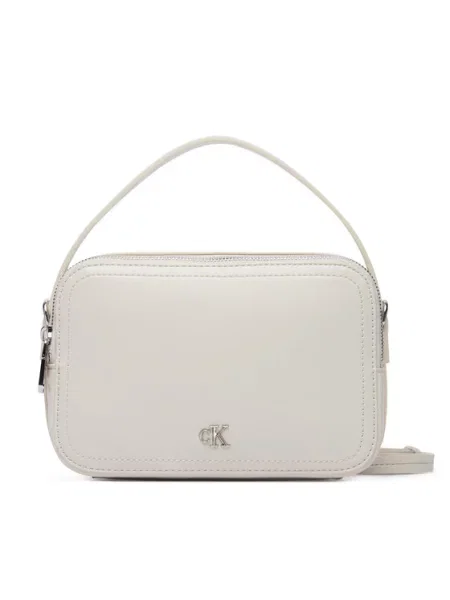 Calvin Klein Дамска чанта Ck Hardware Camera Bag Светлобежов бяло