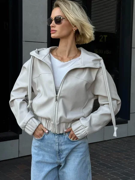 Шкіряна куртка Jadone Fashion Tvist_b білий