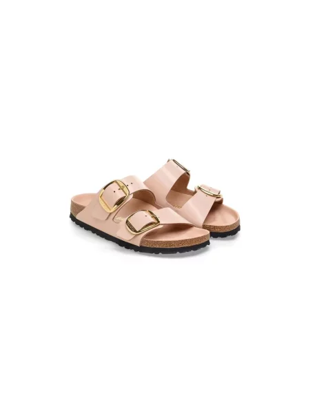 Klapki Birkenstock skórzane na sprzączkę różowe