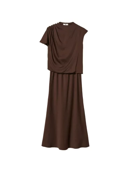 Rochie midi Twinset din satin maro