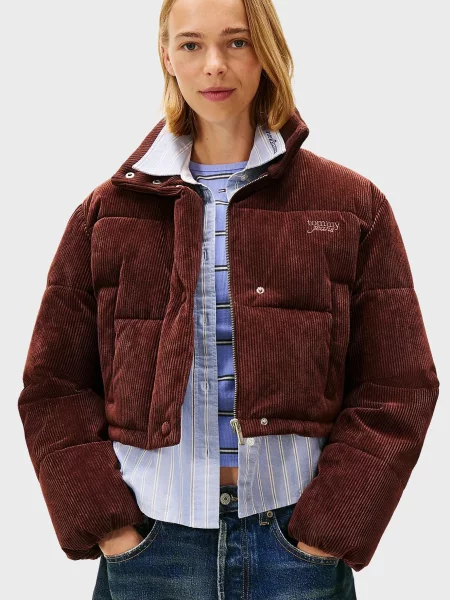 Вельветовая джинсовая куртка Tommy Jeans коричневая