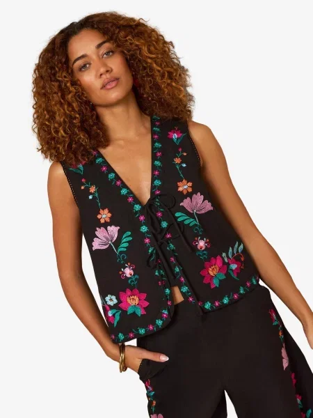 Love & roses Vestă verde / mov liliachiu / fucsia negru