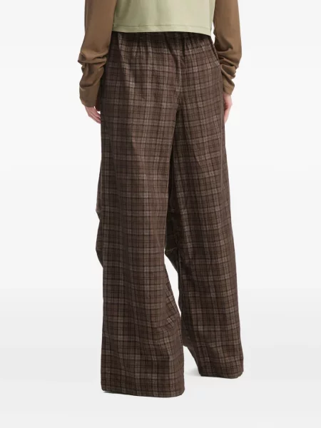 Pantaloni Mini Cream în carouri plisate maro