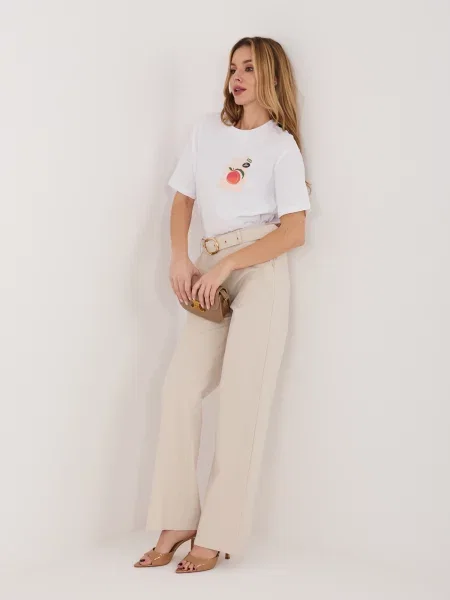 Pantaloni Rue Paris alb