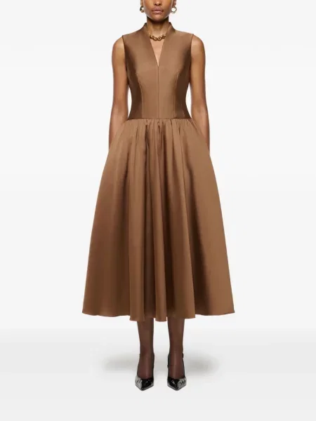 Rochie midi Roland Mouret până la genunchi de costum maro