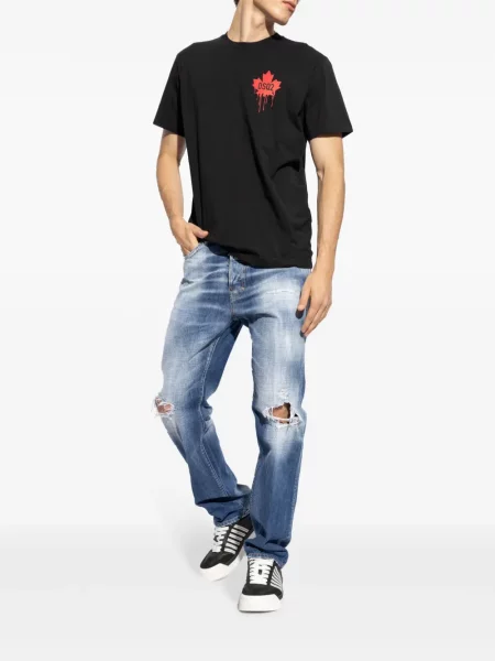 Tiesūs džinsai Dsquared2 su įbrėžimais mėlyna