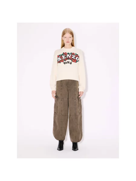 Kenzo sweter wełniany x Verdy beżowy ciepły biały