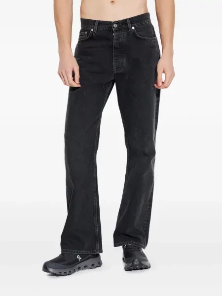 Blugi Off-white cu broderie alb