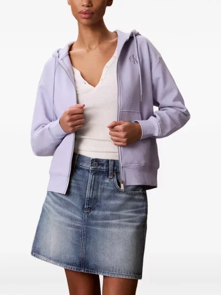 Hanorac cu glugă Calvin Klein cu imagine violet