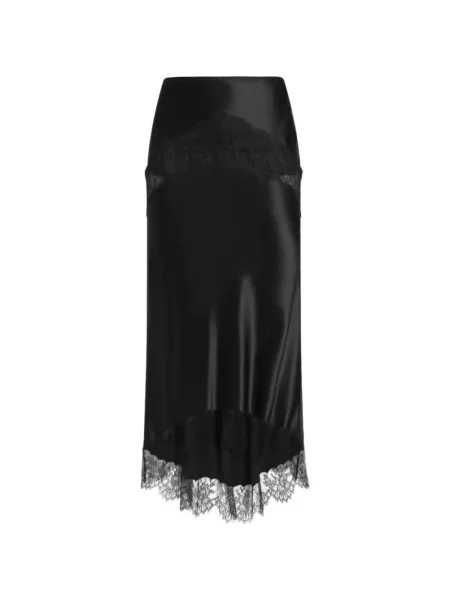 Fustă de dantelă Dolce & Gabbana din satin negru