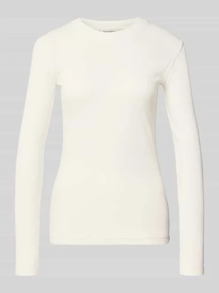 Bluzka z długim rękawem o kroju slim fit z mieszanki bawełny Marc O'polo biała