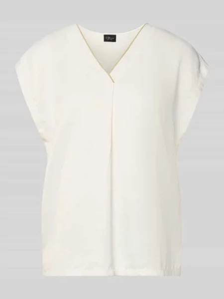 T-shirt o kroju loose fit z mieszanki S.oliver Black Label biała