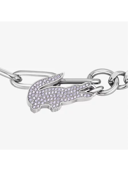 Lacoste Damska Bransoletka Crocodile Z Lawendowymi Kryształami szary