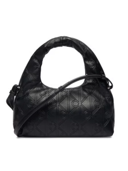Calvin Klein Torbica Emblem Aop Puffer Bag With Strap crna