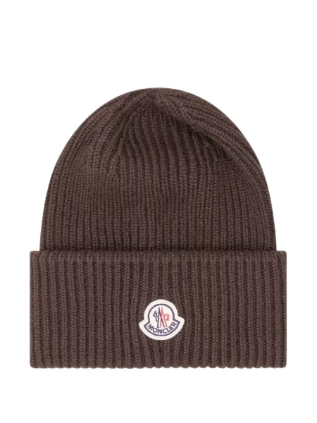 Căciulă Moncler tricotate cu autograf maro