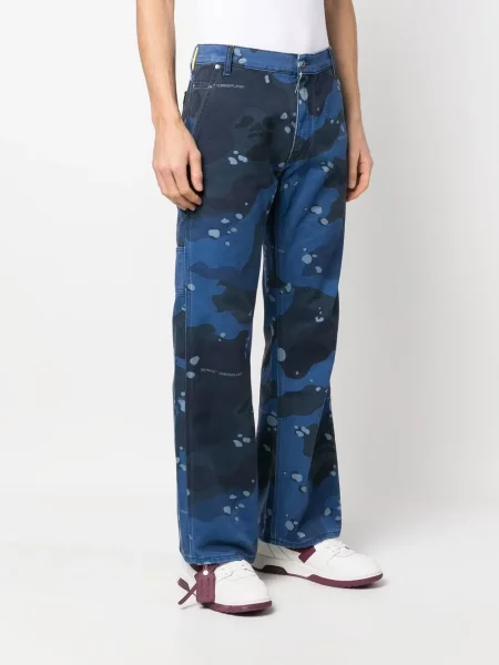 Raštuotos kamufležinės džinsai Off-white balta