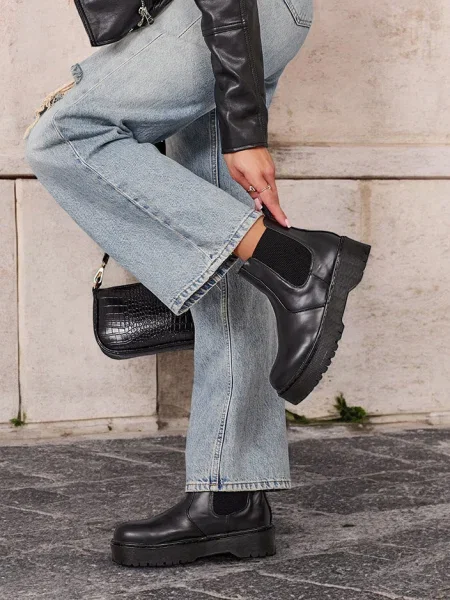 Botine Resti din piele negru