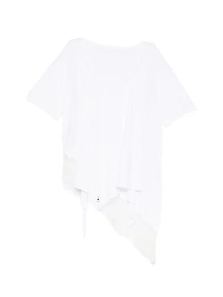 Tricou Pushbutton asimetric alb
