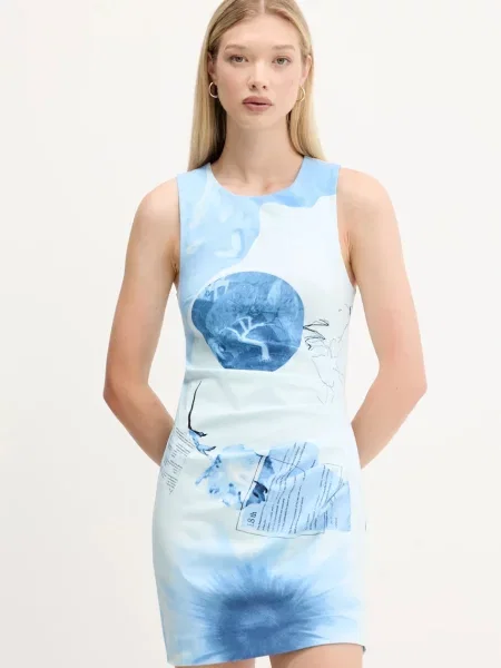 Desigual rochie FOTOAZUL mini mulată albastru