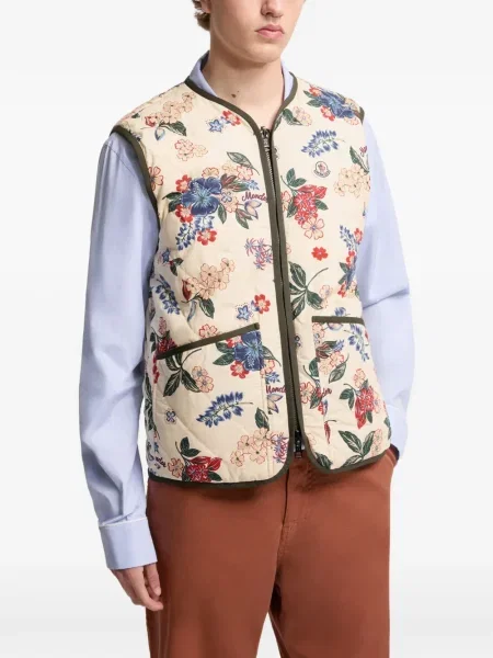 Елек Moncler на цветя с принт зелено